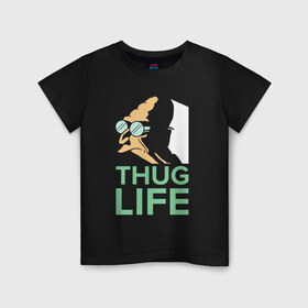 Детская футболка хлопок с принтом Профессор - thug life в Белгороде, 100% хлопок | круглый вырез горловины, полуприлегающий силуэт, длина до линии бедер | bender | fry | futurama | planet express | бендер | гипножаба | зойдберг | лила | профессор | фрай | футурама