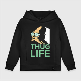 Детское худи Oversize хлопок с принтом Профессор - thug life в Белгороде, френч-терри — 70% хлопок, 30% полиэстер. Мягкий теплый начес внутри —100% хлопок | боковые карманы, эластичные манжеты и нижняя кромка, капюшон на магнитной кнопке | bender | fry | futurama | planet express | бендер | гипножаба | зойдберг | лила | профессор | фрай | футурама