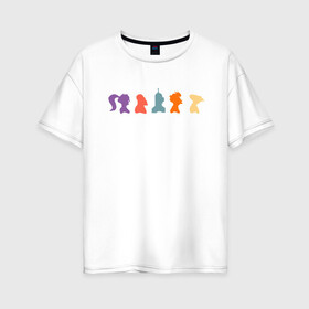 Женская футболка хлопок Oversize с принтом Futurama characters в Белгороде, 100% хлопок | свободный крой, круглый ворот, спущенный рукав, длина до линии бедер
 | bender | fry | futurama | planet express | бендер | гипножаба | зойдберг | лила | фрай | футурама