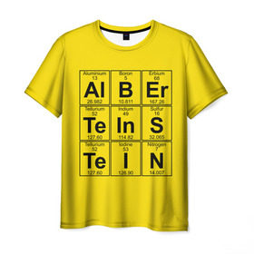 Мужская футболка 3D с принтом Альберт Эйнштейн в Белгороде, 100% полиэфир | прямой крой, круглый вырез горловины, длина до линии бедер | Тематика изображения на принте: albert | chemistry | einstein | math | mendeleev | phisics | science | table | альберт | математика | менделеева | наука | таблица | физика | химия | эйнштейн