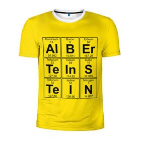 Мужская футболка 3D спортивная с принтом Альберт Эйнштейн в Белгороде, 100% полиэстер с улучшенными характеристиками | приталенный силуэт, круглая горловина, широкие плечи, сужается к линии бедра | albert | chemistry | einstein | math | mendeleev | phisics | science | table | альберт | математика | менделеева | наука | таблица | физика | химия | эйнштейн