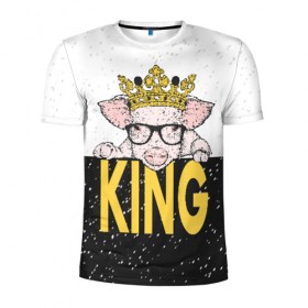 Мужская футболка 3D спортивная с принтом King в Белгороде, 100% полиэстер с улучшенными характеристиками | приталенный силуэт, круглая горловина, широкие плечи, сужается к линии бедра | 2019 | боров | ве | взгляд | власть | год | домашнее | животное | золотая | король | корона | круто | лучший | мода | молодёжная | монарх | новый год | подарок | поздравление | поросенок | праздник | рисунок
