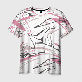 Мужская футболка 3D с принтом Хаотичные линии в Белгороде, 100% полиэфир | прямой крой, круглый вырез горловины, длина до линии бедер | Тематика изображения на принте: абстракция | розовый | цвет | черный