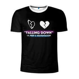 Мужская футболка 3D спортивная с принтом Lil Peep Falling Down в Белгороде, 100% полиэстер с улучшенными характеристиками | приталенный силуэт, круглая горловина, широкие плечи, сужается к линии бедра | cloudrap | lil peep | rap | xxx | xxxtentacion