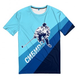 Мужская футболка 3D с принтом Сибирский Хоккеист в Белгороде, 100% полиэфир | прямой крой, круглый вырез горловины, длина до линии бедер | 