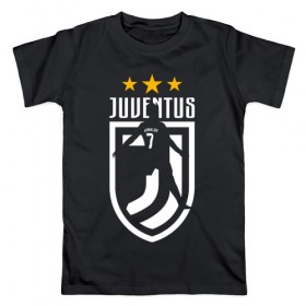 Мужская футболка хлопок с принтом Juventus - Ronaldo в Белгороде, 100% хлопок | прямой крой, круглый вырез горловины, длина до линии бедер, слегка спущенное плечо. | 