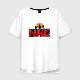 Мужская футболка хлопок Oversize с принтом Red Dead Redemption 2 в Белгороде, 100% хлопок | свободный крой, круглый ворот, “спинка” длиннее передней части | game | rdr2 | red dead redemption 2 | rockstar studios | игры