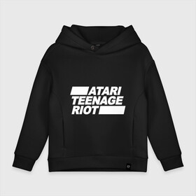 Детское худи Oversize хлопок с принтом Atari Teenage Riot (White) в Белгороде, френч-терри — 70% хлопок, 30% полиэстер. Мягкий теплый начес внутри —100% хлопок | боковые карманы, эластичные манжеты и нижняя кромка, капюшон на магнитной кнопке | atari | atr | digital | hardcore | music | punk | rave | riot | rock | teenage | музыка | панк | рок