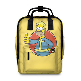 Женский рюкзак 3D с принтом Homer Fallout в Белгороде, 100% полиэстер | лямки с регулируемой длиной, сверху ручки, чтобы рюкзак нести как сумку. Основное отделение закрывается на молнию, как и внешний карман. Внутри два дополнительных кармана, один из которых закрывается на молнию. По бокам два дополнительных кармашка, куда поместится маленькая бутылочка
 | Тематика изображения на принте: bart | comedy | familt | homer | lisa | maggie | marge | mult | series | simpson | simpsons | springfield | барт | гомер | комедия | лиза | мардж | мэгги | прикол | приколы | семья | сериал | симпсон | симпсоны | спрингфилд