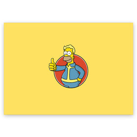 Поздравительная открытка с принтом Homer Fallout в Белгороде, 100% бумага | плотность бумаги 280 г/м2, матовая, на обратной стороне линовка и место для марки
 | bart | comedy | familt | homer | lisa | maggie | marge | mult | series | simpson | simpsons | springfield | барт | гомер | комедия | лиза | мардж | мэгги | прикол | приколы | семья | сериал | симпсон | симпсоны | спрингфилд