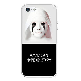 Чехол для iPhone 5/5S матовый с принтом American Horror Story в Белгороде, Силикон | Область печати: задняя сторона чехла, без боковых панелей | Тематика изображения на принте: ahs | american horror story | американская история ужасов | демон | краска | лицо | макияж | монашка | черные глаза