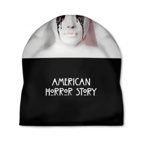 Шапка 3D с принтом American Horror Story в Белгороде, 100% полиэстер | универсальный размер, печать по всей поверхности изделия | ahs | american horror story | американская история ужасов | демон | краска | лицо | макияж | монашка | черные глаза
