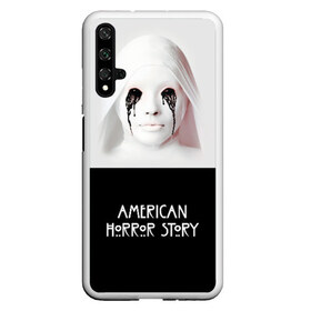 Чехол для Honor 20 с принтом American Horror Story в Белгороде, Силикон | Область печати: задняя сторона чехла, без боковых панелей | Тематика изображения на принте: ahs | american horror story | американская история ужасов | демон | краска | лицо | макияж | монашка | черные глаза