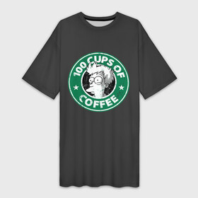Платье-футболка 3D с принтом 100 cups of coffee в Белгороде,  |  | coffee | express | fry | futurama | future | leela | philip | planet | turanga | zoidberg | бендер | будущее | джей | зойдберг | кофе | лила | родригес | сгибальщик | туранга | филип | фрай | футурама