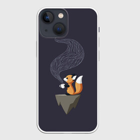 Чехол для iPhone 13 mini с принтом Coffee Fox в Белгороде,  |  | Тематика изображения на принте: coffee | cute | fox | foxes | ginger | tail | забавная | кофе | кофеёк | кофеёчек | лис | лиса | лисица | лисицы | лисичка | лисички | лисы | милая | рыжая | рыжие | смешная | фыр | хвост | хвосты