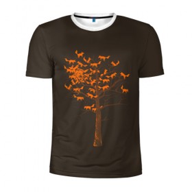 Мужская футболка 3D спортивная с принтом Дерево Лисиц в Белгороде, 100% полиэстер с улучшенными характеристиками | приталенный силуэт, круглая горловина, широкие плечи, сужается к линии бедра | cute | fox | foxes | ginger | tail | tree | trees | дерево | деревья | забавная | лис | лиса | лисица | лисицы | лисичка | лисички | лисы | милая | рыжая | рыжие | смешная | фыр | хвост | хвосты