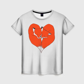 Женская футболка 3D с принтом Fox Love в Белгороде, 100% полиэфир ( синтетическое хлопкоподобное полотно) | прямой крой, круглый вырез горловины, длина до линии бедер | cute | fox | foxes | ginger | heart | love | tail | забавная | лис | лиса | лисица | лисицы | лисичка | лисички | лисы | любовь | милая | рыжая | рыжие | сердечко | смешная | фыр | хвост | хвосты