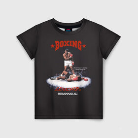 Детская футболка 3D с принтом Мухамед Али в Белгороде, 100% гипоаллергенный полиэфир | прямой крой, круглый вырез горловины, длина до линии бедер, чуть спущенное плечо, ткань немного тянется | Тематика изображения на принте: boxing | muhammad ali | sport | бокс | боксер | легенда | мухамед али | спорт