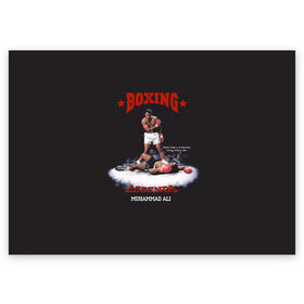 Поздравительная открытка с принтом Мухамед Али в Белгороде, 100% бумага | плотность бумаги 280 г/м2, матовая, на обратной стороне линовка и место для марки
 | Тематика изображения на принте: boxing | muhammad ali | sport | бокс | боксер | легенда | мухамед али | спорт