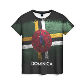 Женская футболка 3D с принтом DOMINICA(Доминика) в Белгороде, 100% полиэфир ( синтетическое хлопкоподобное полотно) | прямой крой, круглый вырез горловины, длина до линии бедер | dominica | urban | город | доминика | мир | путешествие | символика | страны | флаг
