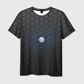 Мужская футболка 3D с принтом Гексагон в Белгороде, 100% полиэфир | прямой крой, круглый вырез горловины, длина до линии бедер | hexagon | metal | pattern | steel | гексагон | метал | паттерн | сталь | текстуры | шестиугольник