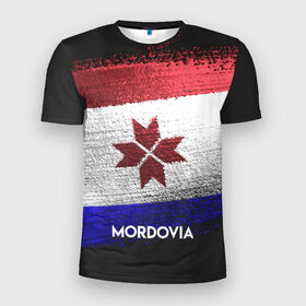Мужская футболка 3D спортивная с принтом MORDOVIA(Мордовия) в Белгороде, 100% полиэстер с улучшенными характеристиками | приталенный силуэт, круглая горловина, широкие плечи, сужается к линии бедра | urban | город | мир | мордовия | путешествие | символика | страны | флаг