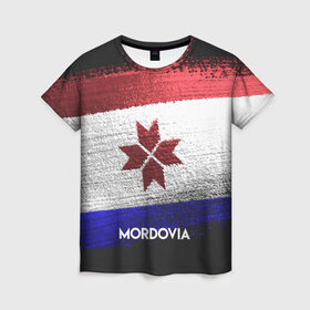 Женская футболка 3D с принтом MORDOVIA(Мордовия) в Белгороде, 100% полиэфир ( синтетическое хлопкоподобное полотно) | прямой крой, круглый вырез горловины, длина до линии бедер | urban | город | мир | мордовия | путешествие | символика | страны | флаг