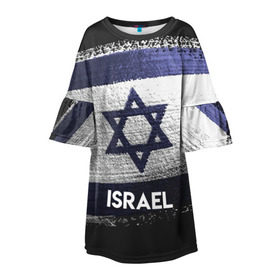 Детское платье 3D с принтом Israel(Израиль) в Белгороде, 100% полиэстер | прямой силуэт, чуть расширенный к низу. Круглая горловина, на рукавах — воланы | Тематика изображения на принте: israel | urban | город | израиль | мир | путешествие | символика | страны | флаг