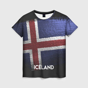 Женская футболка 3D с принтом Iceland(Исландия) в Белгороде, 100% полиэфир ( синтетическое хлопкоподобное полотно) | прямой крой, круглый вырез горловины, длина до линии бедер | iceland | urban | город | мир | путешествие | символика | страны | флаг