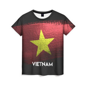 Женская футболка 3D с принтом VIETNAM(Вьетнам) в Белгороде, 100% полиэфир ( синтетическое хлопкоподобное полотно) | прямой крой, круглый вырез горловины, длина до линии бедер | urban | vietnam | город | мир | путешествие | символика | страны | флаг