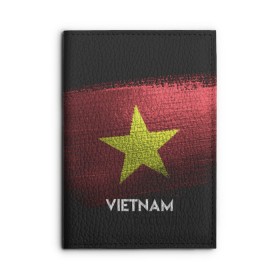 Обложка для автодокументов с принтом VIETNAM(Вьетнам) в Белгороде, натуральная кожа |  размер 19,9*13 см; внутри 4 больших “конверта” для документов и один маленький отдел — туда идеально встанут права | urban | vietnam | город | мир | путешествие | символика | страны | флаг