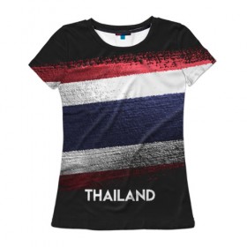 Женская футболка 3D с принтом Тайланд(Thailand) в Белгороде, 100% полиэфир ( синтетическое хлопкоподобное полотно) | прямой крой, круглый вырез горловины, длина до линии бедер | thailand | urban | город | мир | путешествие | символика | страны | таиланд | флаг