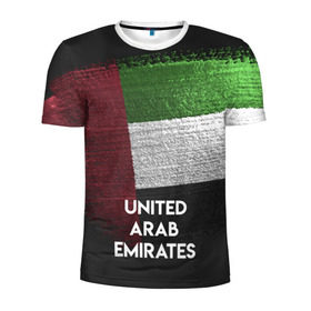 Мужская футболка 3D спортивная с принтом Арабские Эмираты в Белгороде, 100% полиэстер с улучшенными характеристиками | приталенный силуэт, круглая горловина, широкие плечи, сужается к линии бедра | urban | город | мир | путешествие | символика | страны | флаг