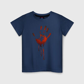 Детская футболка хлопок с принтом Отпечаток руки в Белгороде, 100% хлопок | круглый вырез горловины, полуприлегающий силуэт, длина до линии бедер | halloween | костюм на хэллоуин | кровавая рука | кровавый отпечаток | кровь | рисунок кровью | футболка для хэллоуина | хэллоуин