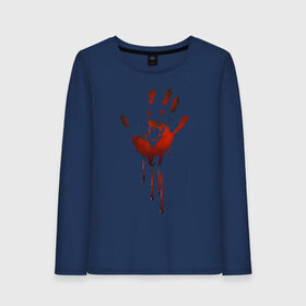 Женский лонгслив хлопок с принтом Отпечаток руки в Белгороде, 100% хлопок |  | halloween | костюм на хэллоуин | кровавая рука | кровавый отпечаток | кровь | рисунок кровью | футболка для хэллоуина | хэллоуин