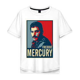 Мужская футболка хлопок Oversize с принтом Freddie Mercury в Белгороде, 100% хлопок | свободный крой, круглый ворот, “спинка” длиннее передней части | Тематика изображения на принте: freddie mercury | queen | фредди меркьюри