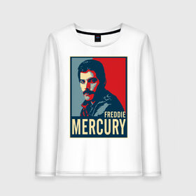 Женский лонгслив хлопок с принтом Freddie Mercury в Белгороде, 100% хлопок |  | freddie mercury | queen | фредди меркьюри