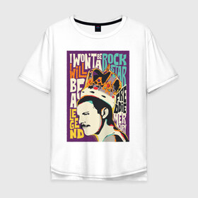 Мужская футболка хлопок Oversize с принтом Queen в Белгороде, 100% хлопок | свободный крой, круглый ворот, “спинка” длиннее передней части | freddie mercury | queen | фредди меркьюри