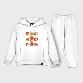 Детский костюм хлопок Oversize с принтом Мопсы в Белгороде,  |  | Тематика изображения на принте: fastfood | pug | бургер | еда | кола | пицца | собака | фастфуд | хотдог | чипсы | шаурма