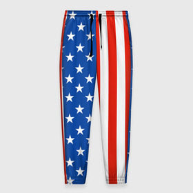 Мужские брюки 3D с принтом Американский Флаг в Белгороде, 100% полиэстер | манжеты по низу, эластичный пояс регулируется шнурком, по бокам два кармана без застежек, внутренняя часть кармана из мелкой сетки | америка | вашингтон | звезды | патриот | сша | трамп | триколор