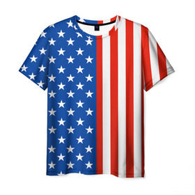 Мужская футболка 3D с принтом Американский Флаг в Белгороде, 100% полиэфир | прямой крой, круглый вырез горловины, длина до линии бедер | америка | вашингтон | звезды | патриот | сша | трамп | триколор