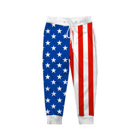 Детские брюки 3D с принтом Американский Флаг в Белгороде, 100% полиэстер | манжеты по низу, эластичный пояс регулируется шнурком, по бокам два кармана без застежек, внутренняя часть кармана из мелкой сетки | америка | вашингтон | звезды | патриот | сша | трамп | триколор