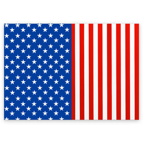 Поздравительная открытка с принтом Американский Флаг в Белгороде, 100% бумага | плотность бумаги 280 г/м2, матовая, на обратной стороне линовка и место для марки
 | Тематика изображения на принте: америка | вашингтон | звезды | патриот | сша | трамп | триколор