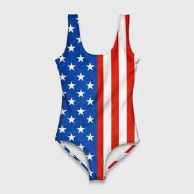 Купальник-боди 3D с принтом Американский Флаг в Белгороде, 82% полиэстер, 18% эластан | Круглая горловина, круглый вырез на спине | америка | вашингтон | звезды | патриот | сша | трамп | триколор