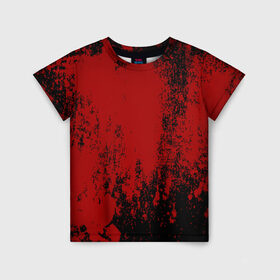 Детская футболка 3D с принтом Red blood в Белгороде, 100% гипоаллергенный полиэфир | прямой крой, круглый вырез горловины, длина до линии бедер, чуть спущенное плечо, ткань немного тянется | Тематика изображения на принте: halloween | брызги красок | брызги крови | картина кровью | красные пятна | кровавая абстракция | кровавые пятна | кровь | пятна краски