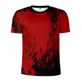 Мужская футболка 3D спортивная с принтом Red blood в Белгороде, 100% полиэстер с улучшенными характеристиками | приталенный силуэт, круглая горловина, широкие плечи, сужается к линии бедра | Тематика изображения на принте: halloween | брызги красок | брызги крови | картина кровью | красные пятна | кровавая абстракция | кровавые пятна | кровь | пятна краски