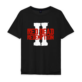 Мужская футболка хлопок Oversize с принтом RDR2 в Белгороде, 100% хлопок | свободный крой, круглый ворот, “спинка” длиннее передней части | gamer | gun | logo | play | player | rdr2 | red dead redemption 2 | rockstar | western | вестерн | ковбои | компьютерные игры 2019 | криминал | лого | рокстар