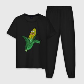 Мужская пижама хлопок с принтом Живая кукуруза в Белгороде, 100% хлопок | брюки и футболка прямого кроя, без карманов, на брюках мягкая резинка на поясе и по низу штанин
 | живая кукуруза | кукуруза | монстр | початок