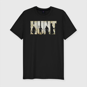 Мужская футболка хлопок Slim с принтом Hunt: Showdown Logo в Белгороде, 92% хлопок, 8% лайкра | приталенный силуэт, круглый вырез ворота, длина до линии бедра, короткий рукав | horror | hunt horrors of the gilded age | hunt showdown | hunt showdown logo | hunt: showdown | охота | ужасы золотого века