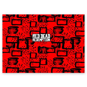 Поздравительная открытка с принтом red dead redemption 2 в Белгороде, 100% бумага | плотность бумаги 280 г/м2, матовая, на обратной стороне линовка и место для марки
 | game | red dead | red dead redemption 2 | redemption 2 | rockstar games | бандиты | дикий запад | игры | ковбои | оружие